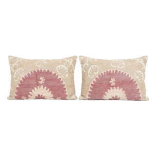 Tashkent Suzani Lumbar Pillow Cover 16'' X 24'' - Set of Two For Sale