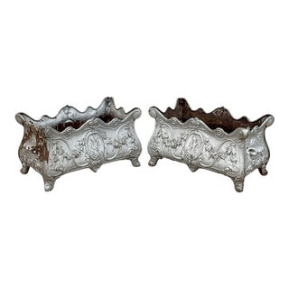 Pair Antique French Louis XIV Style Cast Iron Jardinières For Sale