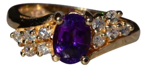 Rich Amethyst and Diamond Ring in Yellow Gold