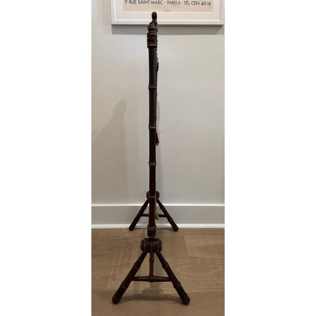 Antique 19th Century Napoleon III Faux Bamboo Fireplace Screen With Floral Needlework Panel For Sale - Image 9 of 18