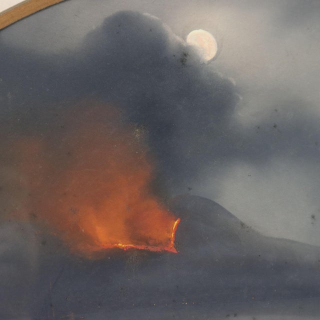 Night Eruption of Vesuvius, Gouache on Cardboard, Framed For Sale - Image 4 of 11