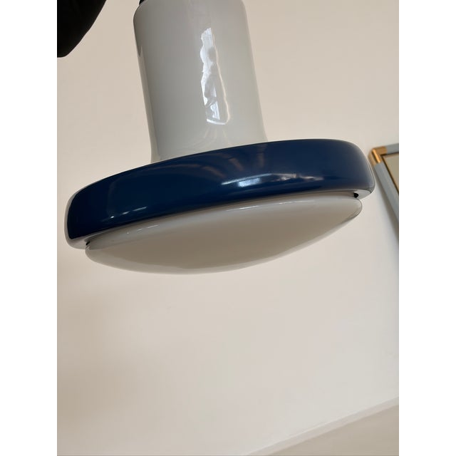 White and Blue Glass Chandelier, 1970s For Sale - Image 6 of 11