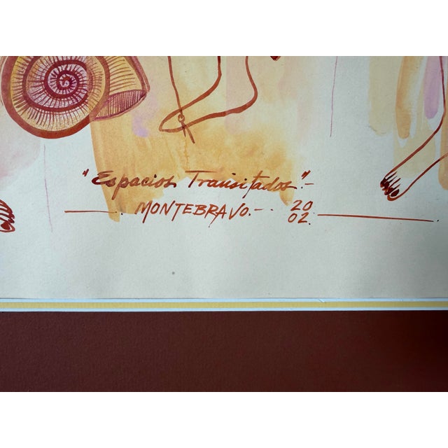 2002 José García Montebravo “Espacios Transitados” Acrylic & Ink on Paper Painting – Framed For Sale - Image 10 of 12