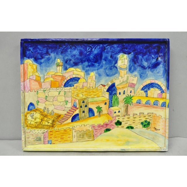 Vintage Yair Emanuel Judaica Hand Painted Wood Challah Board Made in Israel For Sale - Image 14 of 14