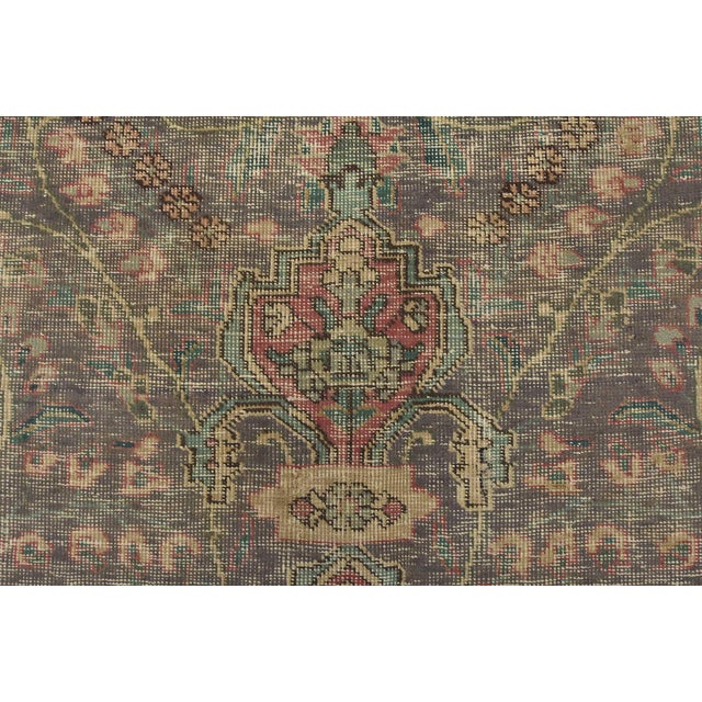 Tabriz Rug 9’5” X 12’3” Violet Wool Vintage Distressed Hand-Knotted Carpet For Sale - Image 9 of 15
