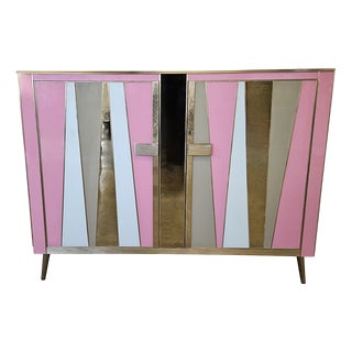 Two-Door Sideboard in Colored Glass, 1980s For Sale
