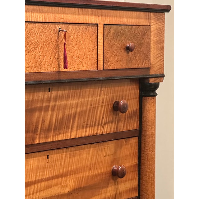 American Empire Curly and Bird’s Eye Maple Chest, Circa 1830. For Sale - Image 10 of 15