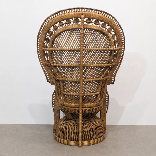 Boho Chic Vintage Peacock Chair in Woven Rattan and Wicker, 1970s For Sale - Image 3 of 7