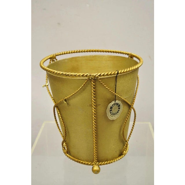 Vintage Italian Hollywood Regency Gold Gilt Iron Tole Wastebasket Trashcan. *Price is for 1 piece. Multiple quantity...