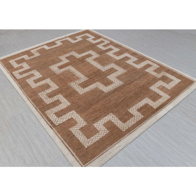 10x14Ft. Natural Brown Jute cream design Taureg Inspired Soumek Jute Hand Woven Rug For Sale - Image 11 of 12