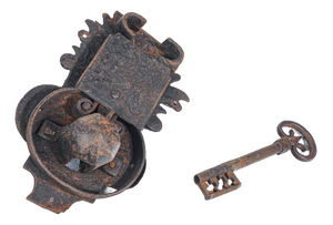 Antique Lock with Iron Key, 1800s