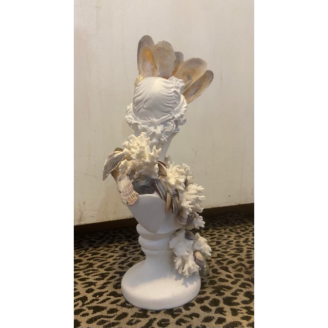 Shell Encrusted Bust With Amethyst Accent For Sale In Savannah - Image 6 of 8
