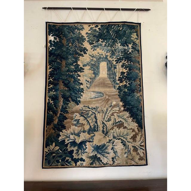 Traditional 18th Century Tapestry of a Garden Path With Arbor and Fountain For Sale - Image 3 of 6