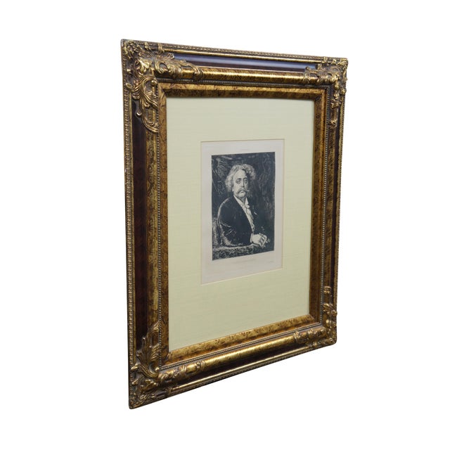 Victorian Antique French Victorian Salon De 1877 Carrier Belleuse Portrait Etching 27" For Sale - Image 3 of 14