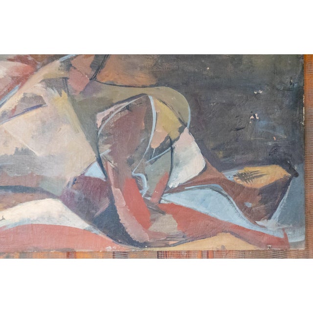 Mid-Century Modern Abstract Cubist Reclining Nude Female Figure Painting For Sale In New York - Image 6 of 14