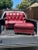 Mid 20th Century Red Tufted Leather Chair & Ottoman For Sale - Image 5 of 9