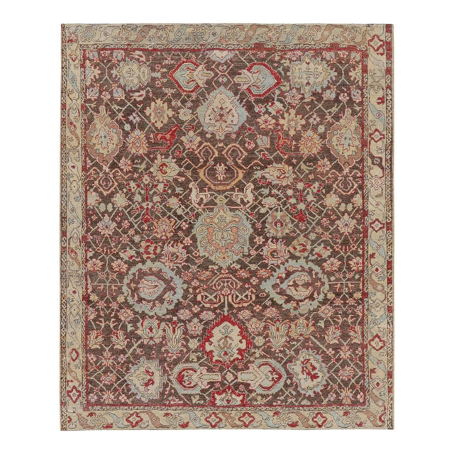 Rug & Kilim’s Caucasian Style Rug in Red and Brown With Floral Patterns For Sale