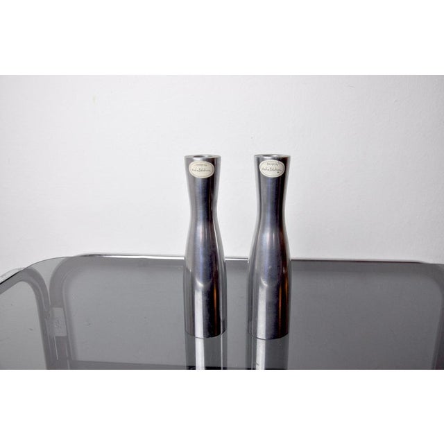 Metal Scandinavian Gota Candlesticks from Erika Pekkari, 1990s, Set of 2 For Sale - Image 7 of 7