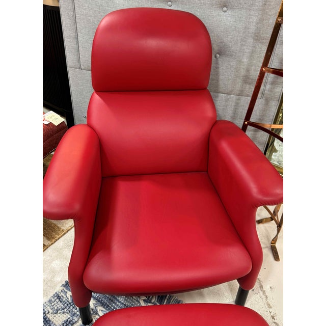 2000 - 2009 Poltrona Frau Italian Leather Sanluca Lounge Chair & Ottoman For Sale - Image 5 of 9