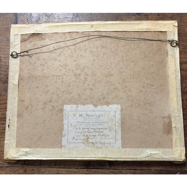 English Antique English Watercolor Landscape "A Devon Cottage" by Leyton Forbes For Sale - Image 3 of 3