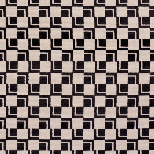 Schumacher Edison Velvet Fabric In Noir For Sale