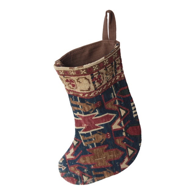 Handmade Stocking From Antique Oriental Rug - Tribal Rug Holiday Stocking For Sale