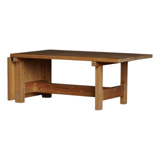 Danish Modern Brutalist Extendable Dining Table in Pine by Tage Poulsen, 1970s For Sale