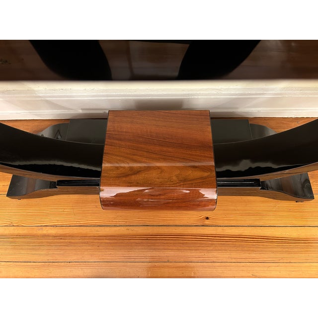 1920s Art Deco Console in Walnut Veneer and Black High-Gloss Lacquer, 1920s For Sale - Image 5 of 9