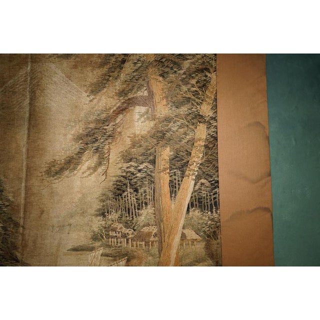 Antique Japanese Meiji Hand-Embroidered Silk Tapestry, 1880 For Sale - Image 11 of 15