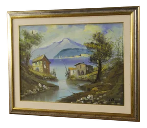 Italian Lake View, 1980, Oil on Canvas