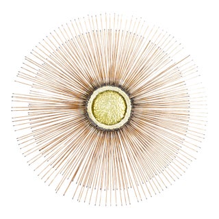 Curtis Jere Style Mid Century Metal Sunburst Wall Sculpture For Sale