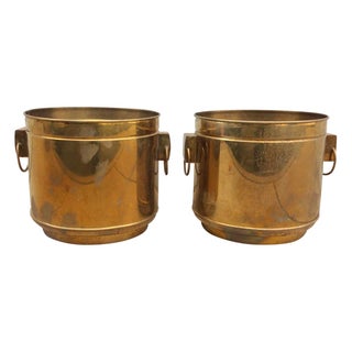 Large Vintage Modern Brass Planters For Sale