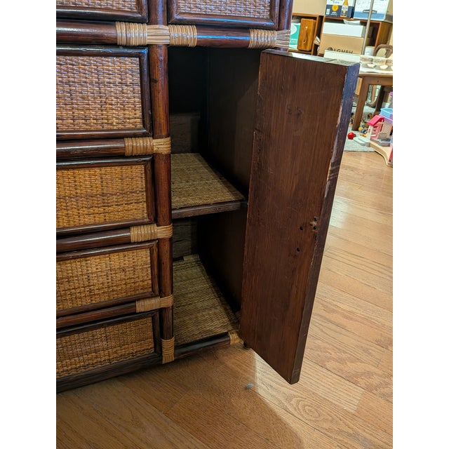 Japanese Vintage Japanese Bamboo and Rattan Dresser Cabinet For Sale - Image 3 of 9