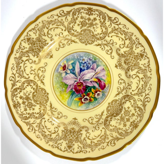 8 Orchid Conservatory Service Plates Painted and Signed E. Challinor for Pickard For Sale - Image 17 of 18
