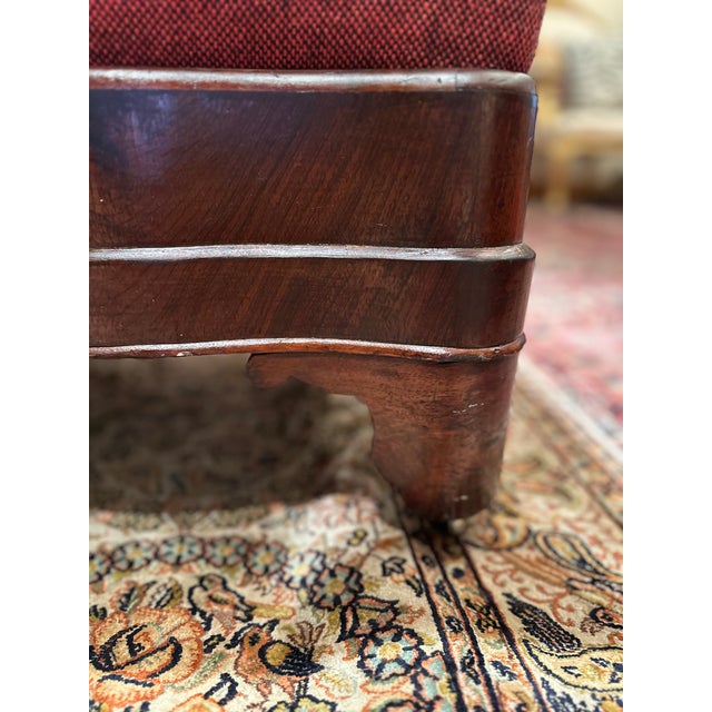 Wood Antique American Empire Serpentine Mahogany Footstool Ottoman For Sale - Image 7 of 14