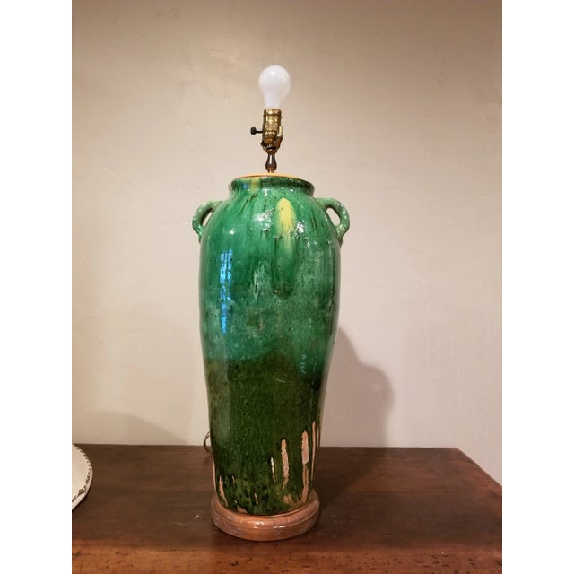 Green French Pottery Lamp For Sale In San Antonio - Image 6 of 12
