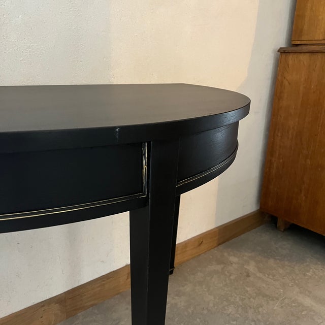 Half-Moon Console Table in Black Patinated Wood For Sale - Image 4 of 6