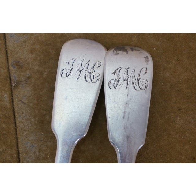 Antique 1836 Charles Shipway Tipped Pattern Sterling Silver Spoons 125g 8.5" - a Pair For Sale - Image 9 of 9