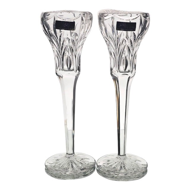 Waterford Marquis Canterbury Candle Holders 8.5” Set of 2 Crystal Germany For Sale