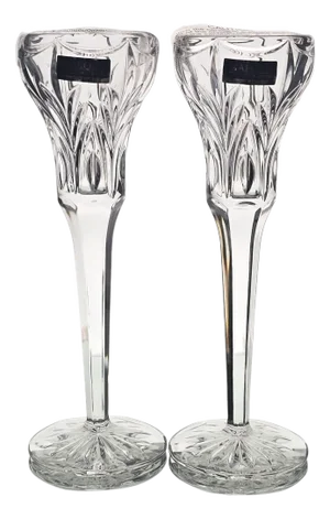 Waterford Marquis Canterbury Candle Holders 8.5” Set of 2 Crystal Germany