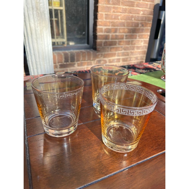 Mid-Century Modern Vintage Mid-Century Modern Greek Key Glasses- Set of 3 For Sale - Image 3 of 4