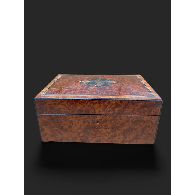 Napoleon III Elm Burl and Marquetry Box For Sale - Image 6 of 18