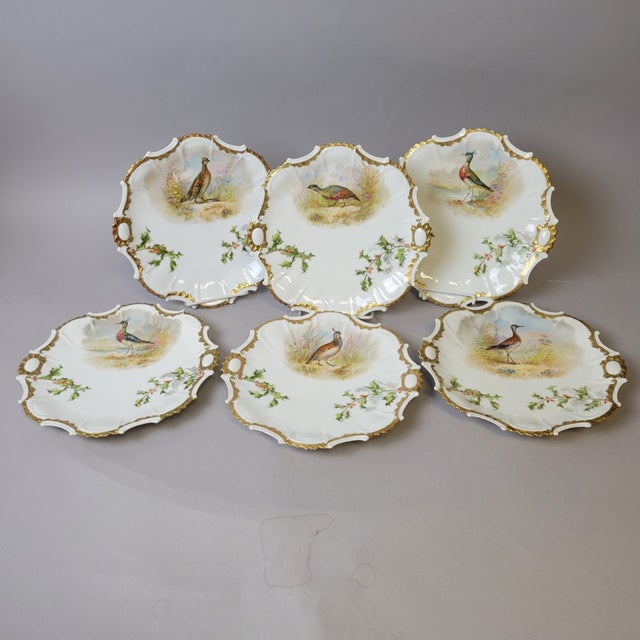 Brown C. 1900 Limoges Hand-Painted Game Bird Cabinet Plates - Set of 6 For Sale - Image 8 of 11
