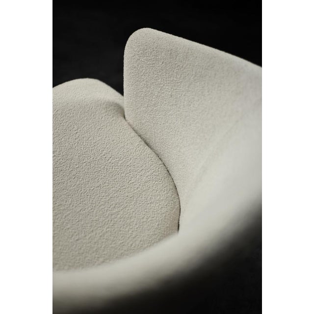 Low Mid-Century Scandinavian Modern Oak & Fabric Armchair with Rounded Backrest, 1960s For Sale - Image 4 of 18