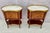 Elegant Pair of French Louis XV SIde Tables with Marble Tops. Each table features a bombe facade that flows seamlessly...