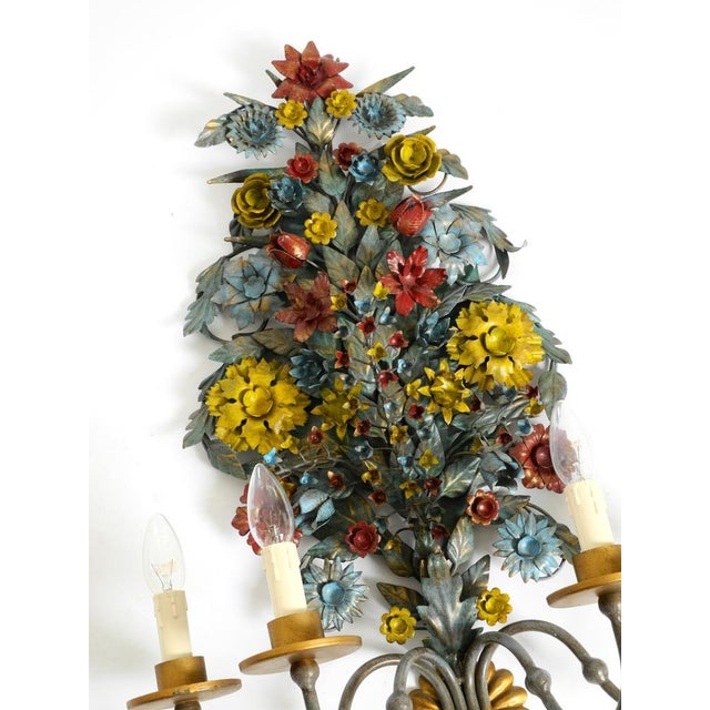 Metal Vintage Hand-Painted and Gilded Metal Wall Lamp by Hans Möller, 1960s For Sale - Image 7 of 18