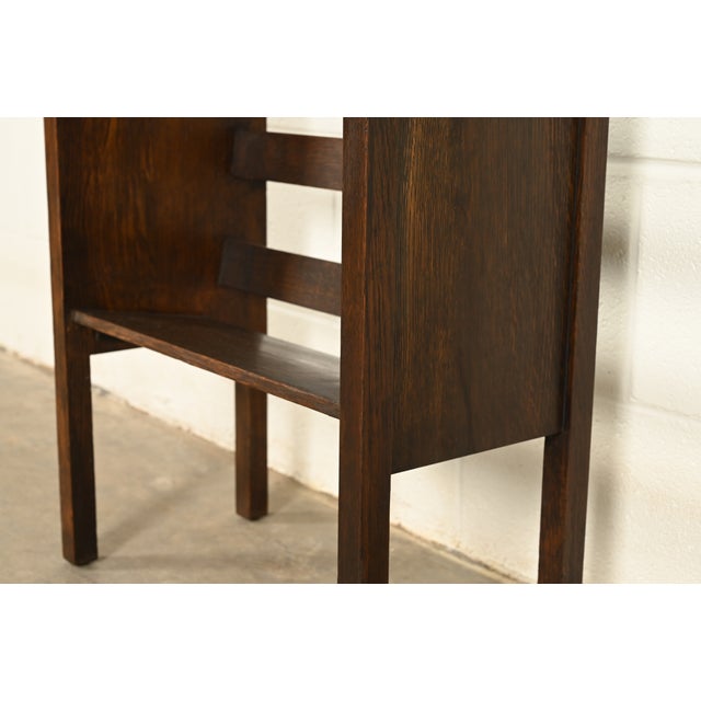 Brown Limbert Style Antique Mission Oak Arts & Crafts Book Trough or Magazine Stand, Circa 1920 For Sale - Image 8 of 12