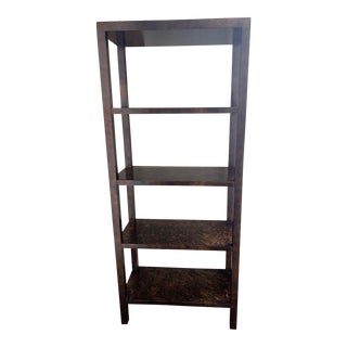 Mid Century Modern Parsons Faux Tortoise Bookcase/Etagere For Sale