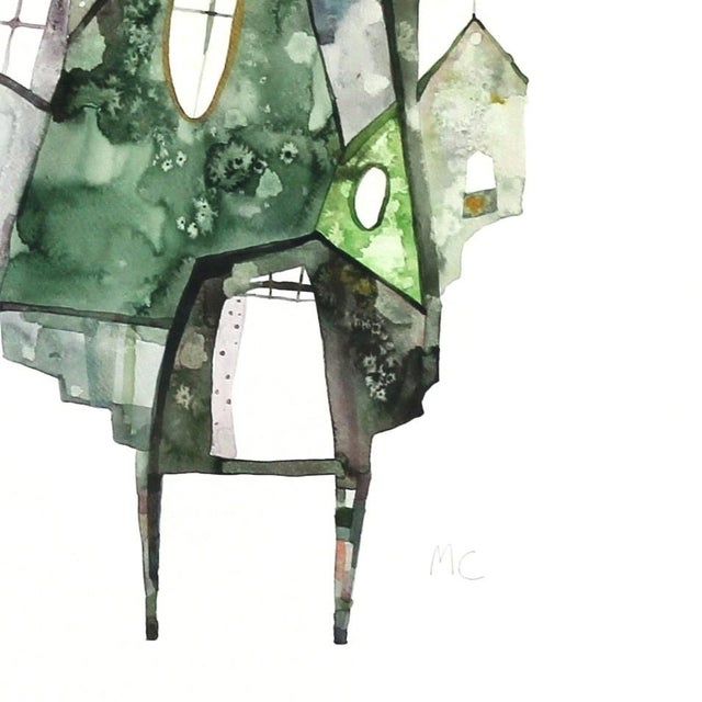 Green Maria C Bernhardsson "Green House" Original Painting For Sale - Image 8 of 9