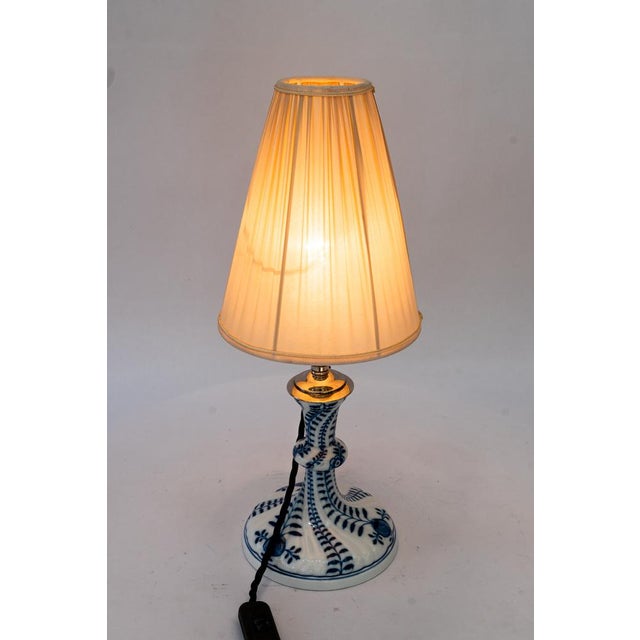 Mid-Century Modern Table Lamp with Fabric Shade from Meissen Porcelain, Germany, 1950s For Sale - Image 3 of 16
